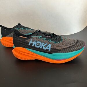 HOKA Men's Mach X 2 Running Shoes, Black/Electric Aqua,  1162390 BCQ, 12.5 2E